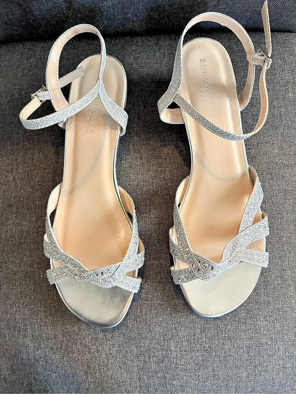 LENA
Silver Glitter Low Wedge Sandals with Stones
Women's Shoes by Touch Ups